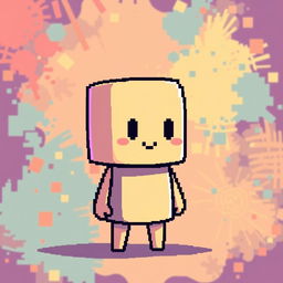 A small, faceless character with minimal details, featuring a short arm, depicted in pixel art style