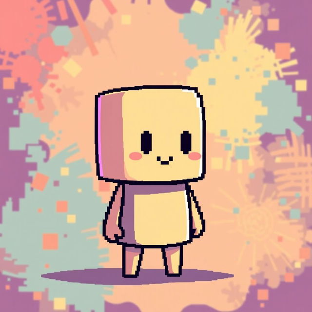 A small, faceless character with minimal details, featuring a short arm, depicted in pixel art style