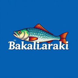 A logo design for a fish shop named 'To Bakaliaraki'