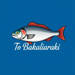 A logo design for a fish shop named 'To Bakaliaraki'