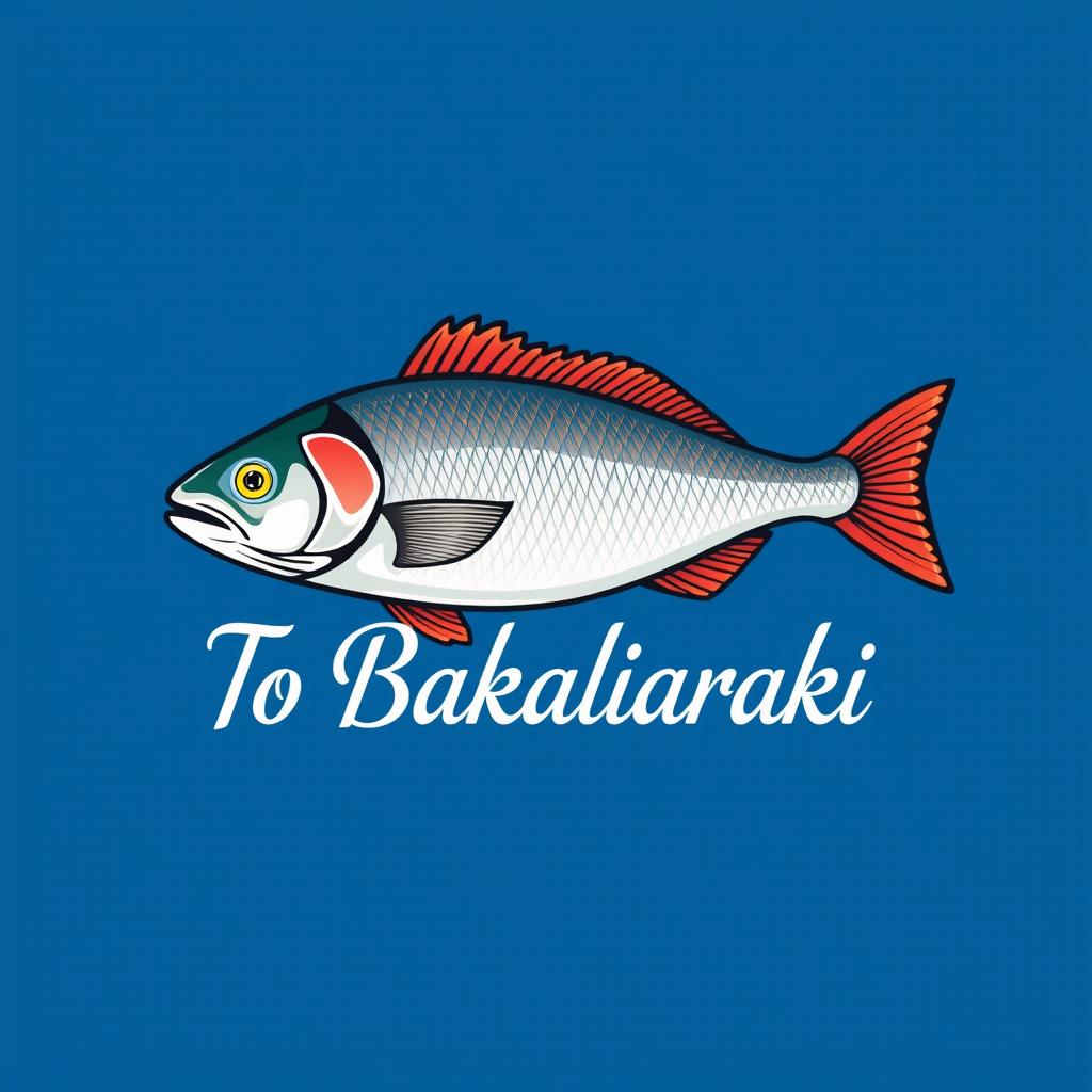 A logo design for a fish shop named 'To Bakaliaraki'