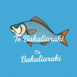A logo design for a fish shop named 'To Bakaliaraki'