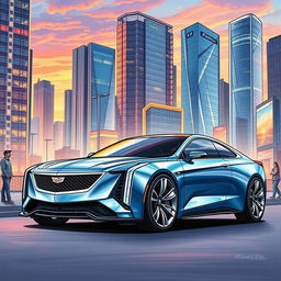 A beautiful hand-drawn illustration of a stylish Cadillac vehicle, inspired by the Generalized Transport Project (GTP)