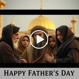 A video still depicting an emotionally charged scene from a dramatic representation of Imam Ali, known as the King of Najaf, celebrating the essence of fatherhood on Father's Day