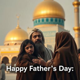 A video still depicting an emotionally charged scene from a dramatic representation of Imam Ali, known as the King of Najaf, celebrating the essence of fatherhood on Father's Day