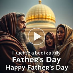 A video still depicting an emotionally charged scene from a dramatic representation of Imam Ali, known as the King of Najaf, celebrating the essence of fatherhood on Father's Day