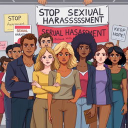 An illustration capturing the serious and sensitive nature of sexual harassment awareness