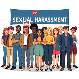 An illustration capturing the serious and sensitive nature of sexual harassment awareness