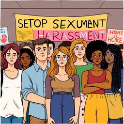 An illustration capturing the serious and sensitive nature of sexual harassment awareness