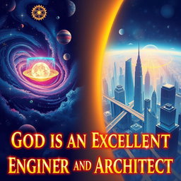 An artistic illustration depicting the theme 'God is an Excellent Engineer and Architect