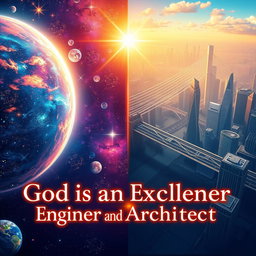 An artistic illustration portraying the theme 'God is an Excellent Engineer and Architect