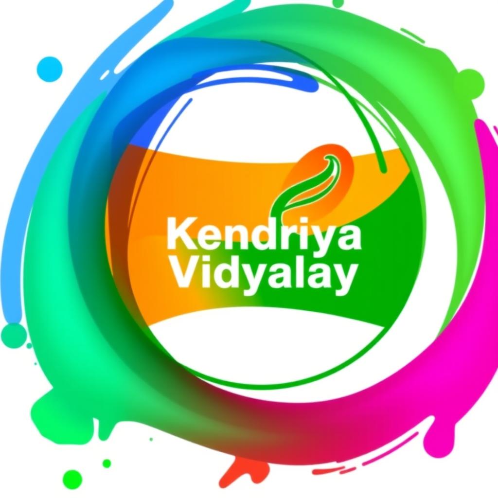 An artistic representation of the Kendriya Vidyalaya logo, featuring the distinct elements of the logo including the stylized emblem, the colors typically associated with it, and the text that reads 'Kendriya Vidyalaya' prominently displayed