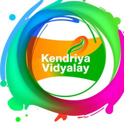 An artistic representation of the Kendriya Vidyalaya logo, featuring the distinct elements of the logo including the stylized emblem, the colors typically associated with it, and the text that reads 'Kendriya Vidyalaya' prominently displayed