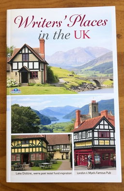 A travelogue book cover featuring iconic locations associated with famous British writers