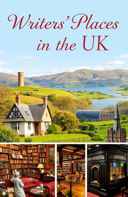 A travelogue book cover featuring iconic locations associated with famous British writers