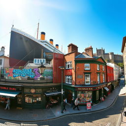 A captivating travel scene depicting both Belfast and Dublin, showcasing the unique character of each city