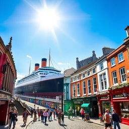 A captivating travel scene depicting both Belfast and Dublin, showcasing the unique character of each city