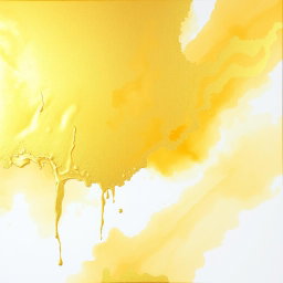 A stunning golden watercolor abstract painting, showcasing fluid brushstrokes and vibrant shades of gold