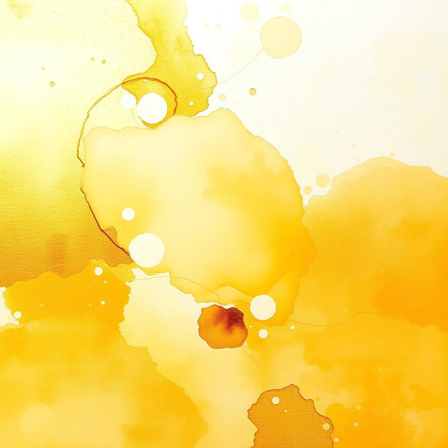 A stunning golden watercolor abstract painting, showcasing fluid brushstrokes and vibrant shades of gold