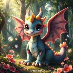 An imaginative depiction of a mythical creature known as a "Defofil," characterized as a fusion between a dragon and a gentle giant, featuring vibrant scales that shimmer in various colors