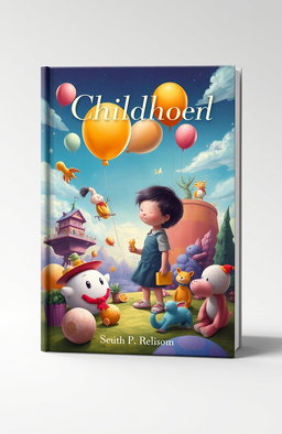 A book cover design illustrating a surreal scene where a child is depicted in a fantastical environment, symbolizing the theme of remaining in a state of childhood