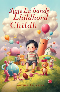 A book cover design illustrating a surreal scene where a child is depicted in a fantastical environment, symbolizing the theme of remaining in a state of childhood