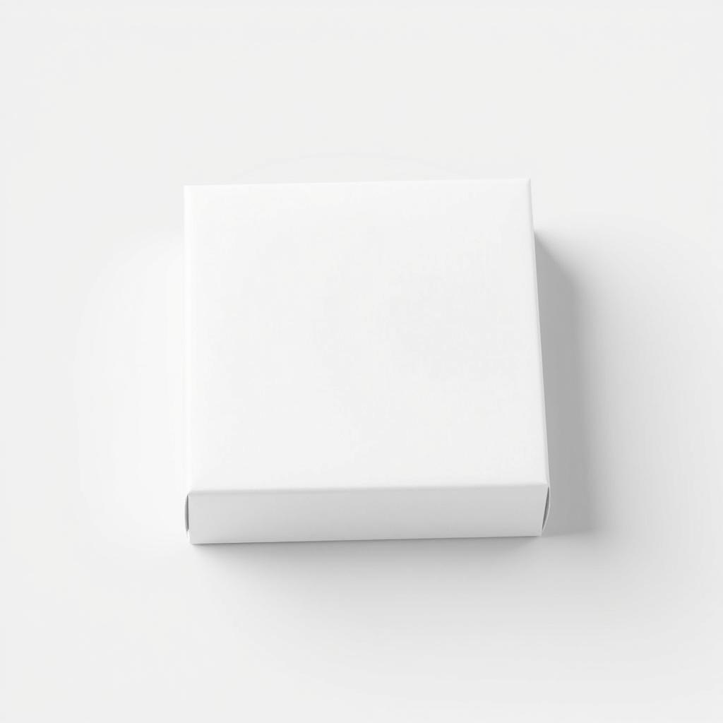 A blank mockup of a square-shaped packaging design, featuring a minimalist style