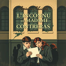 A striking vintage book cover design for an Agatha Christie-style mystery novel titled 'L’Inconnu de Madame Contreras'