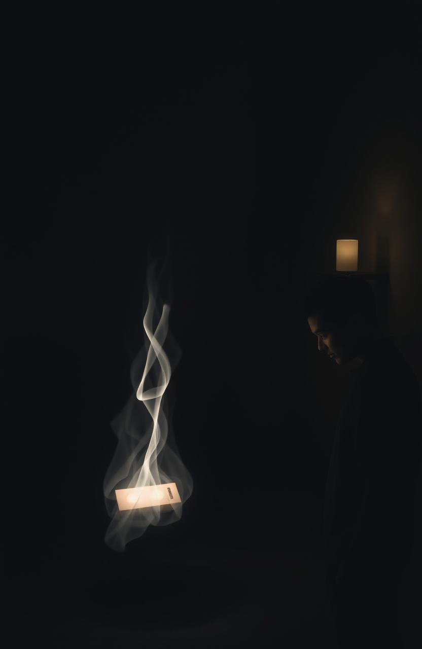 A minimalistic and eerie scene representing the concept of 'echoes of death'