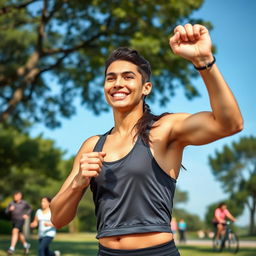 A young healthy adult engaged in exercising, showcasing a vibrant and energetic atmosphere