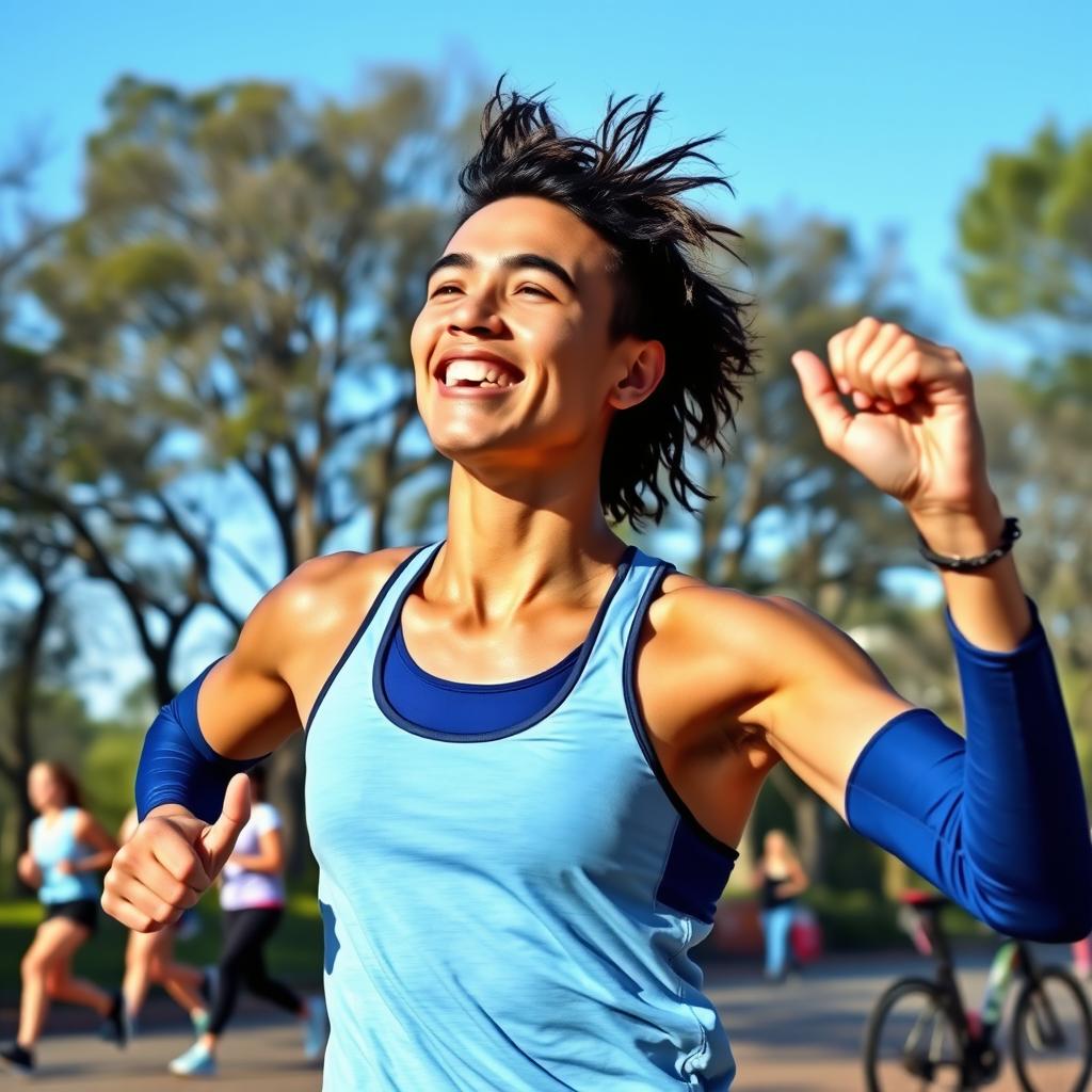 A young healthy adult engaged in exercising, showcasing a vibrant and energetic atmosphere