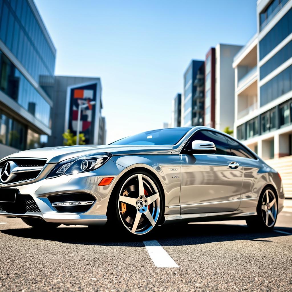 A sleek Mercedes C-Class Coupe W204 with monoblock wheels, showcasing its elegant design and sporty stance