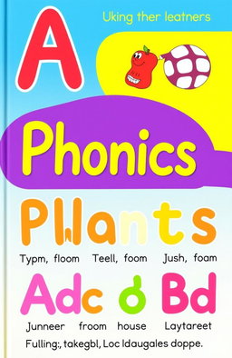 A colorful and engaging phonics book designed for junior learners, featuring vibrant illustrations and playful characters