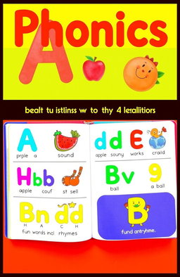 A colorful and engaging phonics book designed for junior learners, featuring vibrant illustrations and playful characters