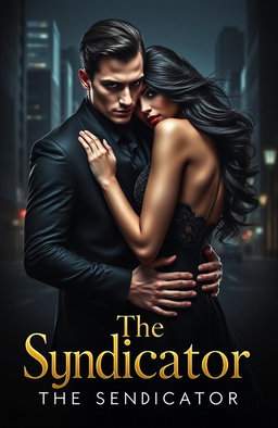 A captivating book cover design for a dark-themed romance titled 'The Syndicator'