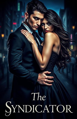 A captivating book cover design for a dark-themed romance titled 'The Syndicator'