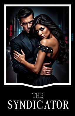 A captivating book cover design for a dark-themed romance titled 'The Syndicator'