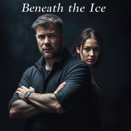 A dark, moody atmosphere with a brooding, tall man in his mid-20s standing in the foreground