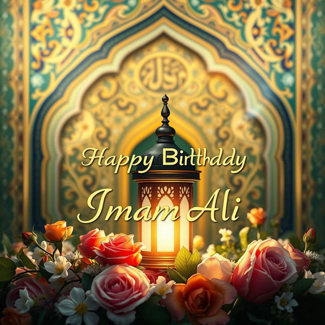 A beautiful and vibrant Instagram story image celebrating the birth of Imam Ali