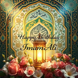 A beautiful and vibrant Instagram story image celebrating the birth of Imam Ali