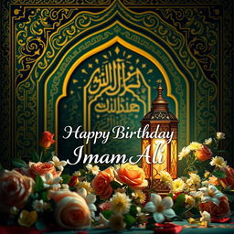 A beautiful and vibrant Instagram story image celebrating the birth of Imam Ali