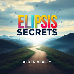 A flat book cover design featuring the title 'Elipsis Secrets' in bold, eye-catching large font at the center, using an intriguing color contrast that stands out against the background