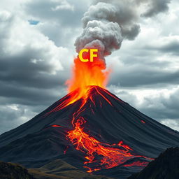 A majestic volcano erupting dramatically, spewing vibrant lava and ash into the sky