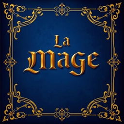 A stunning book cover design featuring a deep blue background adorned with intricate golden borders