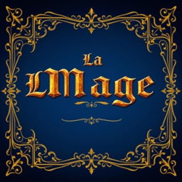A stunning book cover design featuring a deep blue background adorned with intricate golden borders