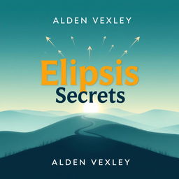 A flat book cover design titled 'Elipsis Secrets' by Alden Vexley, featuring a serene landscape background that depicts a winding path leading toward a bright horizon, symbolizing transformation