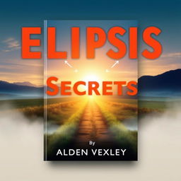 A book cover design titled 'Elipsis Secrets' by Alden Vexley prominently displayed at the bottom center in a smaller font