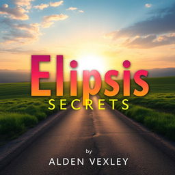 A book cover design titled 'Elipsis Secrets' by Alden Vexley prominently displayed at the bottom center in a smaller font