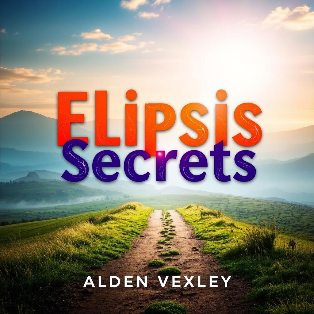 A book cover design titled 'Elipsis Secrets' by Alden Vexley prominently displayed at the bottom center in a smaller font