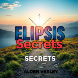 A book cover design titled 'Elipsis Secrets' by Alden Vexley prominently displayed at the bottom center in a smaller font